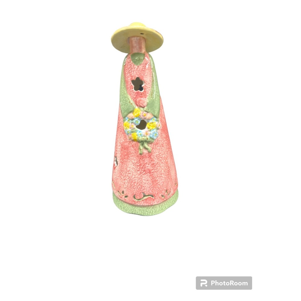 Dennis East Figurine Gardening Woman 11" Tall Candle Holder Ceramic Luminary